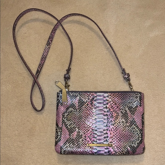 Brahmin Exotic Pink and Black Crossbody Bag - Picture 3 of 9